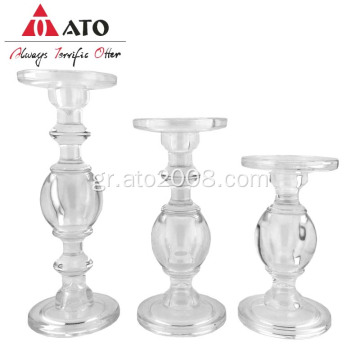 Clear Glass Candle Holder Set Candle Holders